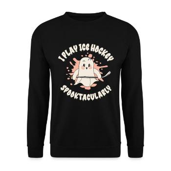 Eishockey Sport Halloween Saison Geisterspieler - Unisex Pullover - Schwarz - Vorne - Alina (178cm) & Michal (187cm)
