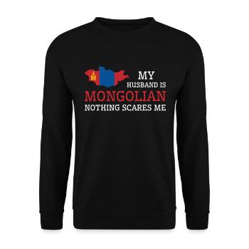 Nichts macht mir Angst Mongolischer Ehemann - Unisex Pullover - Schwarz - Vorne - Alina (178cm) & Michal (187cm)
