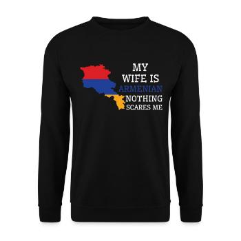 Nichts macht mir Angst Armenische Frau Armenien - Unisex Pullover - Schwarz - Vorne - Alina (178cm) & Michal (187cm)