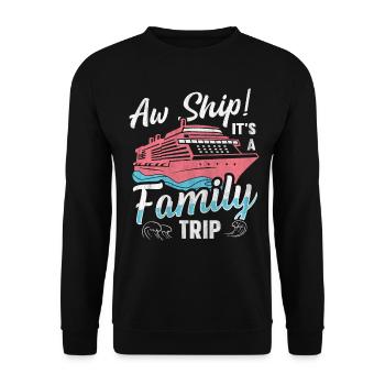 Aw Navire! C’est un voyage en famille | Croisière en famille - Sweat-shirt Unisexe - noir - Devant - Alina (178cm) & Michal (187cm)