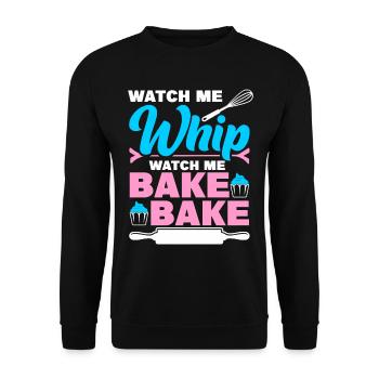 Funny Watch Me Whip For Bakers - Unisex Pullover - Schwarz - Vorne - Alina (178cm) & Michal (187cm)