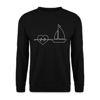 Segeln Herzschlag - Unisex Pullover - Schwarz - Vorne - Alina (178cm) & Michal (187cm)