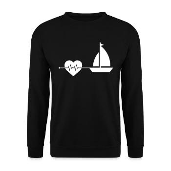 Segeln Herzschlag - Unisex Pullover - Schwarz - Vorne - Alina (178cm) & Michal (187cm)