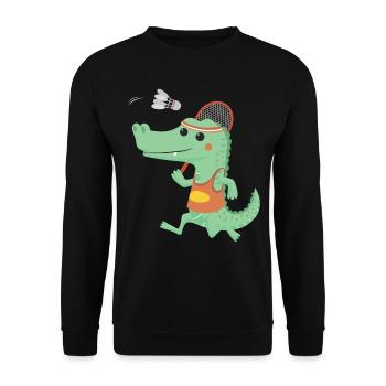 Funny Alligator Playing Badminton For Badminton Lo - Unisex Pullover - Schwarz - Vorne - Alina (178cm) & Michal (187cm)