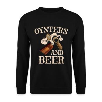 Oysters and Beer Alcoholic Shucking Buddy - Unisex Sweatshirt - black - Front - Alina (178cm) & Michal (187cm)