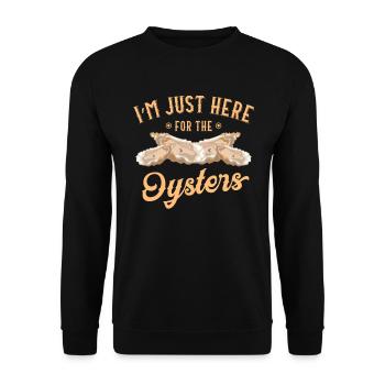 I'm only here for the Oysters Shucking Buddy - Unisex Sweatshirt - black - Front - Alina (178cm) & Michal (187cm)