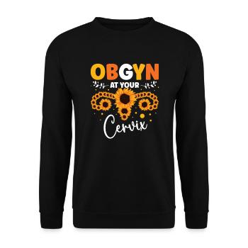 Obstetrics for your cervix - Unisex Sweatshirt - black - Front - Alina (178cm) & Michal (187cm)