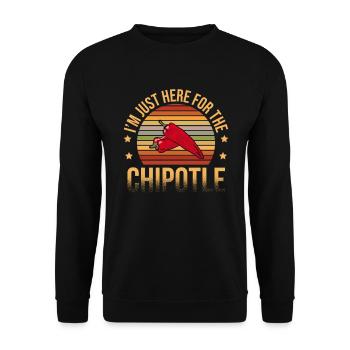 I'm only here for the Chipotle Spicy Food - Unisex Sweatshirt - black - Front - Alina (178cm) & Michal (187cm)