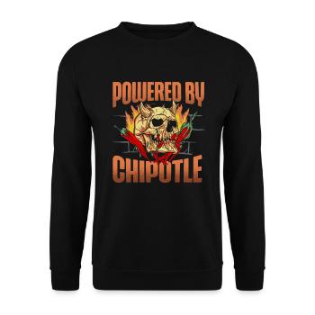 Powered by Chipotle Spicy Food Flavour - Unisex Sweatshirt - black - Front - Alina (178cm) & Michal (187cm)