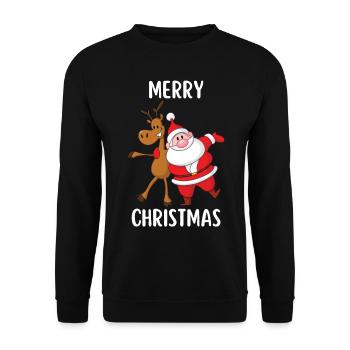 Joyeux Noël Drôle de Chemise de Noël - Sweat-shirt Unisexe - noir - Devant - Alina (178cm) & Michal (187cm)