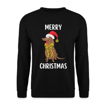 Merry Christmas Funny Christmas Shirt - Unisex Sweatshirt - black - Front - Alina (178cm) & Michal (187cm)