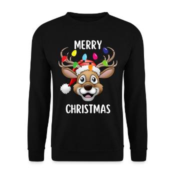 Merry Christmas Lustiges Weihnachtsshirt - Unisex Pullover - Schwarz - Vorne - Alina (178cm) & Michal (187cm)