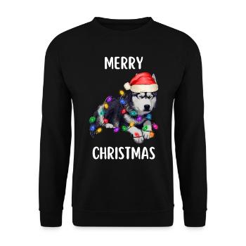 Joyeux Noël Drôle de Chemise de Noël - Sweat-shirt Unisexe - noir - Devant - Alina (178cm) & Michal (187cm)