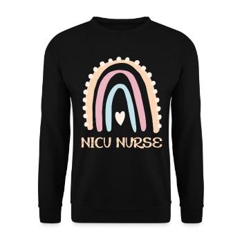 NICU Nurse - Rainbow Heart - Unisex Sweatshirt - black - Front - Alina (178cm) & Michal (187cm)