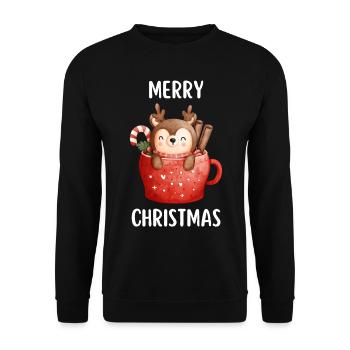 Joyeux Noël Drôle de Chemise de Noël - Sweat-shirt Unisexe - noir - Devant - Alina (178cm) & Michal (187cm)