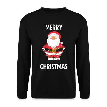 Merry Christmas Funny Christmas Shirt - Unisex Sweatshirt - black - Front - Alina (178cm) & Michal (187cm)