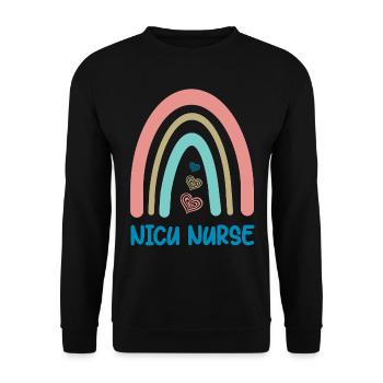 NICU Nurse - Rainbow Heart - Unisex Sweatshirt - black - Front - Alina (178cm) & Michal (187cm)