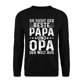 So Sieht Der Beste Papa Und Opa Der Welt Aus - Gro - Unisex Pullover - Schwarz - Vorne - Alina (178cm) & Michal (187cm)