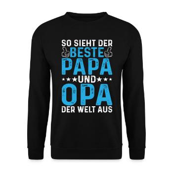 So Sieht Der Beste Papa Und Opa Der Welt Aus - Bes - Unisex Pullover - Schwarz - Vorne - Alina (178cm) & Michal (187cm)