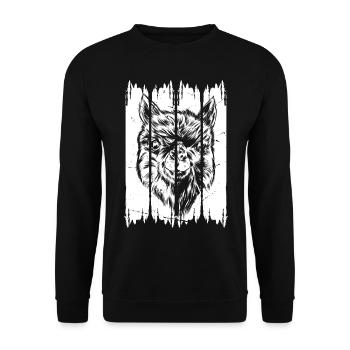 Alpaga Llama Head Llama Farmer - Llamas Llama - Sweat-shirt Unisexe - noir - Devant - Alina (178cm) & Michal (187cm)