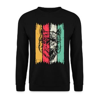 Llama Head Retro Llama Farmers - Vintage Llamas Ll - Unisex Pullover - Schwarz - Vorne - Alina (178cm) & Michal (187cm)