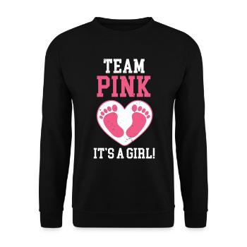 Team Pink Its A Girl - Unisex Pullover - Schwarz - Vorne - Alina (178cm) & Michal (187cm)