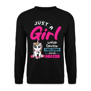 Juste une fille qui aime les licornes et le football - Sweat-shirt Unisexe - noir - Devant - Alina (178cm) & Michal (187cm)