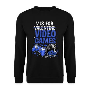 V Is For Video Games - Unisex Pullover - Schwarz - Vorne - Alina (178cm) & Michal (187cm)