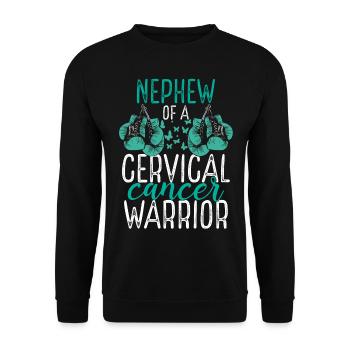Nephew Cervical Cancer Awareness Aunt Uncle - Unisex Sweatshirt - black - Front - Alina (178cm) & Michal (187cm)