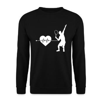 Tennis Herzschlag - Unisex Pullover - Schwarz - Vorne - Alina (178cm) & Michal (187cm)