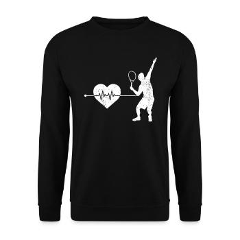 Tennis Herzschlag - Unisex Pullover - Schwarz - Vorne - Alina (178cm) & Michal (187cm)