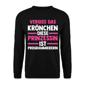 Programmieren Entwickler Prinzessin Programmierer - Unisex Pullover - Schwarz - Vorne - Alina (178cm) & Michal (187cm)