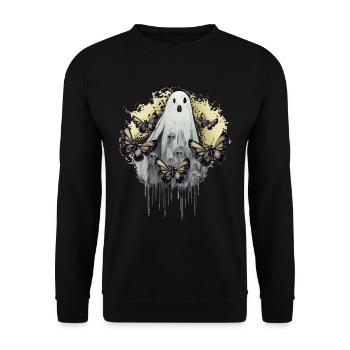 Creepy Scary Eerie Woman Halloween Aesthetic - Unisex Sweatshirt - black - Front - Alina (178cm) & Michal (187cm)