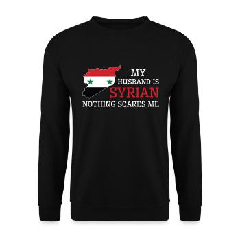 Nothing Scares Me Syrian Husband Syria - Unisex Sweatshirt - black - Front - Alina (178cm) & Michal (187cm)