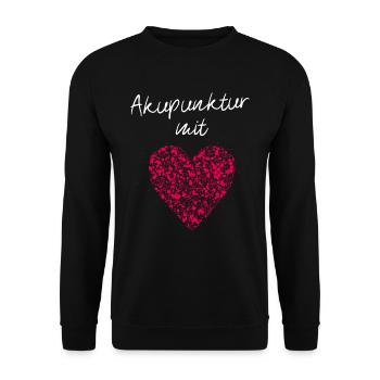 Akupunktur mit Herz Akupunkteurin Nadelung Nadel - Unisex Pullover - Schwarz - Vorne - Alina (178cm) & Michal (187cm)