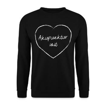 Akupunktur mit Herz Laserakupunktur Nadelung - Unisex Pullover - Schwarz - Vorne - Alina (178cm) & Michal (187cm)