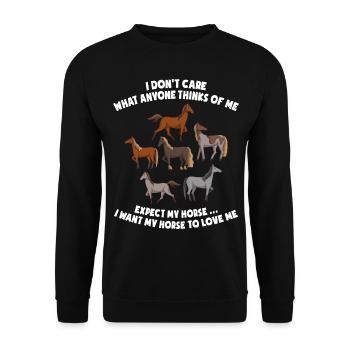 Je me fiche de ce que les gens pensent de moi Chevaux - Sweat-shirt Unisexe - noir - Devant - Alina (178cm) & Michal (187cm)