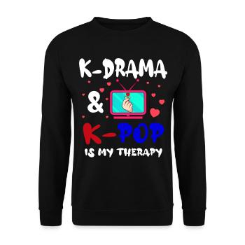 K-drama & K-pop est ma thérapie Aegyo Saranghae - Sweat-shirt Unisexe - noir - Devant - Alina (178cm) & Michal (187cm)