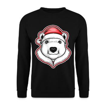 Ours polaire avec chapeau de Père Noël pour Noël - Sweat-shirt Unisexe - noir - Devant - Alina (178cm) & Michal (187cm)