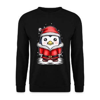 Kawaii Cute Penguin Santa Dress In Snow For - Unisex Pullover - Schwarz - Vorne - Alina (178cm) & Michal (187cm)