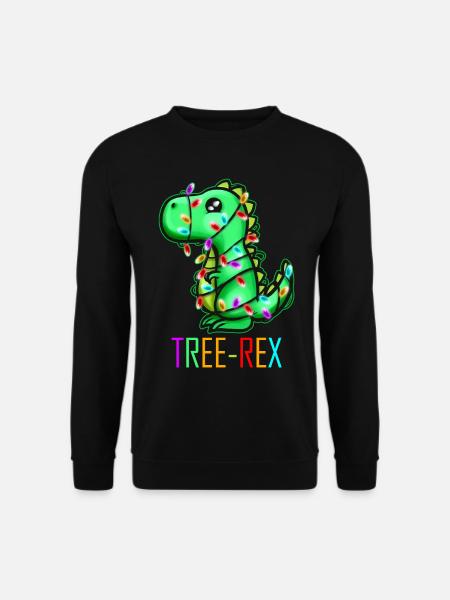 Christmas Tree Rex T-Rex Fairy Lights Light Chain - Unisex Pullover - Schwarz