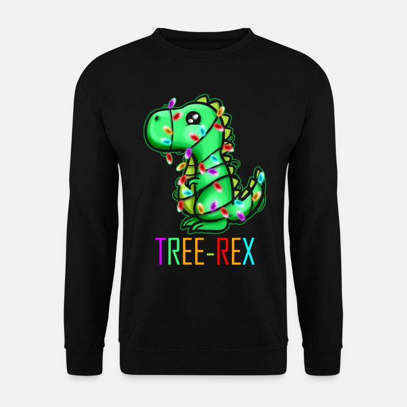 Christmas Tree Rex T-Rex Fairy Lights Light Chain - Unisex Pullover - Schwarz