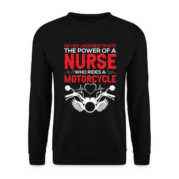 Funny Nurse Motorcycle Nursing - Unisex Sweatshirt - black - Front - Alina (178cm) & Michal (187cm)