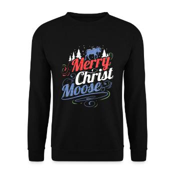 Merry Christ Moose Merry Christmas - Unisex Pullover - Schwarz - Vorne - Alina (178cm) & Michal (187cm)