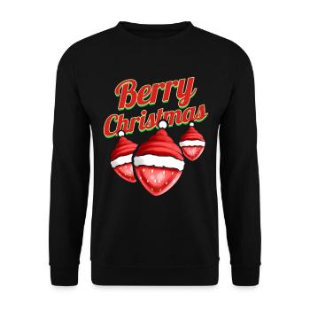 Strawberry With Santas Hat Celebrating Berry - Unisex Sweatshirt - black - Front - Alina (178cm) & Michal (187cm)