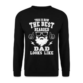Voici à quoi ressemble le meilleur père barbu de la fête des pères Bart - Sweat-shirt Unisexe - noir - Devant - Alina (178cm) & Michal (187cm)
