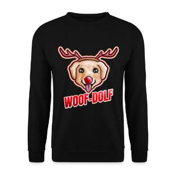 Chien déguisé en Rudolph le renne Woof-dolf - Sweat-shirt Unisexe - noir - Devant - Alina (178cm) & Michal (187cm)