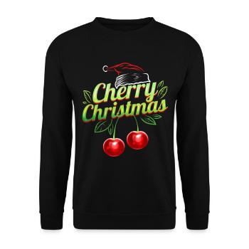 Cherry Christmas Santas Hat Merry Christmas - Unisex Pullover - Schwarz - Vorne - Alina (178cm) & Michal (187cm)