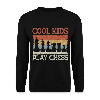 Coole Kinder Spielen Schach Vintage Schachspieler - Unisex Pullover - Schwarz - Vorne - Alina (178cm) & Michal (187cm)