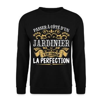 Le Meilleur Jardinier | Jardinier à la perfection - Sweat-shirt Unisexe - noir - Devant - Alina (178cm) & Michal (187cm)